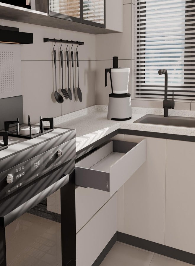 LAPO صندوق أدراج مزدوج من لابو للمطبخ، صندوق أدراج مزدوج بإغلاق ناعم للمطابخ المعيارية، سلة مزدوجة - سعة التحميل 45 كجم (550 مم / 22 بوصة - الارتفاع - 4 بوصات) (رمادي) - Image 3